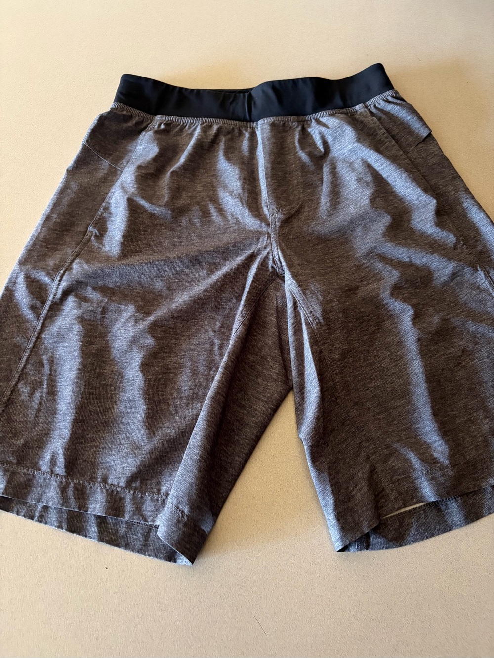 lululemon athletica Men's Heather Gray Athletic Shorts with Black Waistband